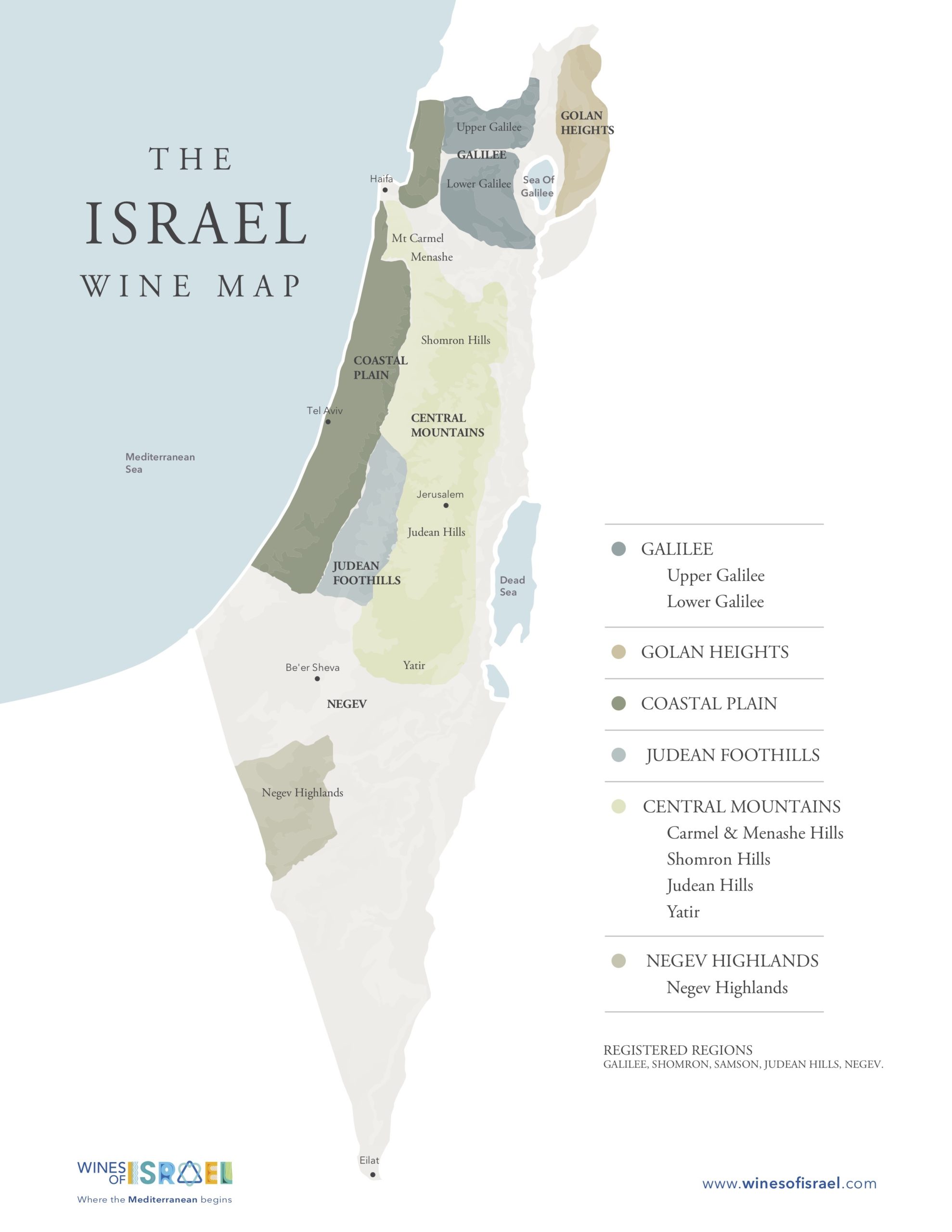 Wines of Israel Map at a Glance